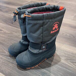 Kamik Kids Snow Boots Gray/Orange Size 1 Little Kid
